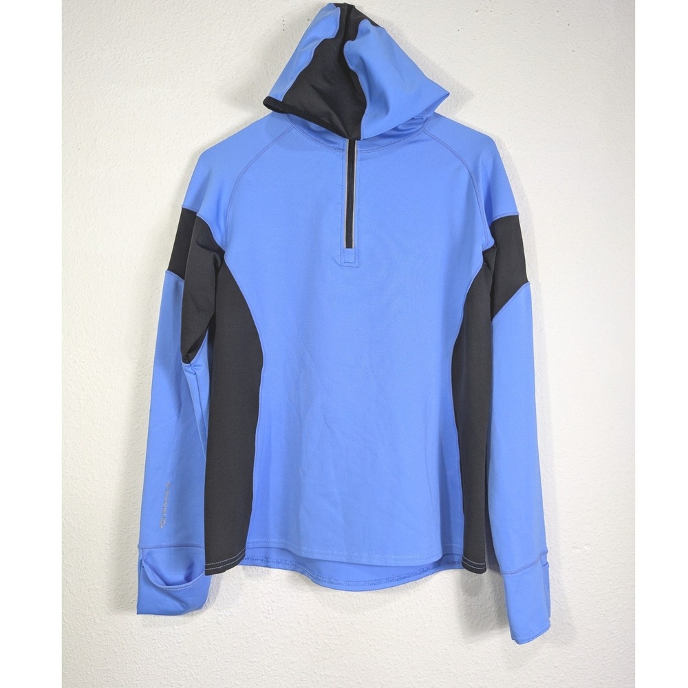 Brooks Womens Blue Black Colorblock Quarter Zip Size M Running Hoodie WL533